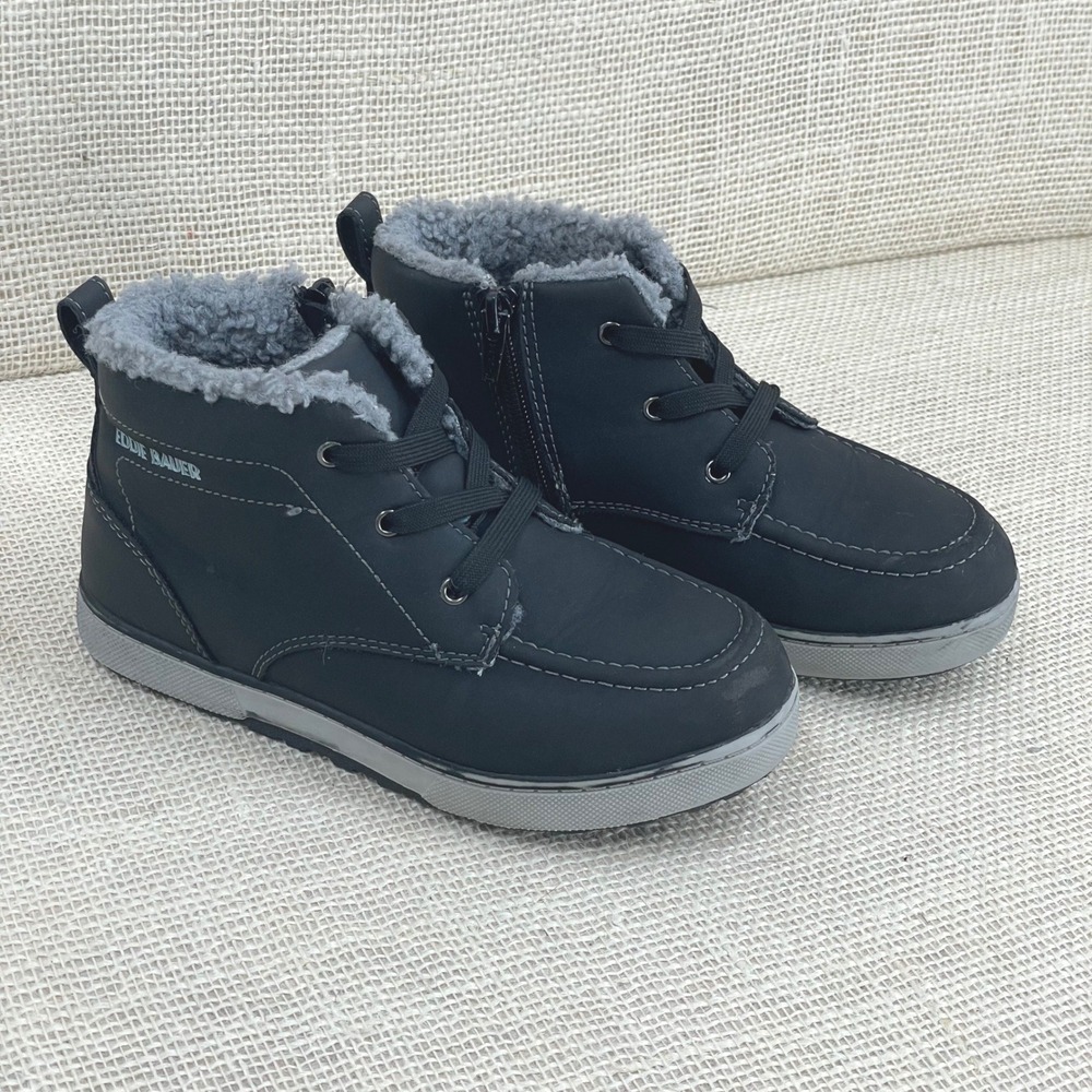 Eddie Bauer Kids Maddox Black Faux Fur Lined Winter Boots: Zip, Lace Up, Boys 1